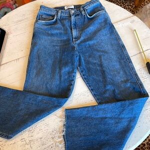 AGoldE high waist raw edge denim jean